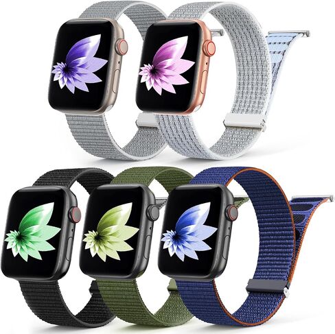 5 Pack Nylon Sport Loop Band Compatible with Apple Watch Bands 38mm 40mm 41mm 42mm 44mm 45mm 49mm,Adjustable Braided Wristband Stretchy Strap for iWatch Serie 9 Ultra SE2 SE 8 7 6 5 4 3 2 1 White Men in Saudi Arabia