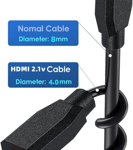 3.9ft UHD Mini HDMI to Micro HDMI 8K Coiled Cable, 90 Degree Right Angle Micro HDMI 2.1 to Straight Mini HDMI 2.1 Adapter Converter Spring Spiral Cable,3D 48Gbps, Support 8K@60Hz 4K@120Hz in Saudi Arabia