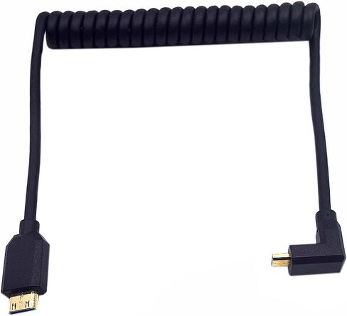 3.9ft UHD Mini HDMI to Micro HDMI 8K Coiled Cable, 90 Degree Right Angle Micro HDMI 2.1 to Straight Mini HDMI 2.1 Adapter Converter Spring Spiral Cable,3D 48Gbps, Support 8K@60Hz 4K@120Hz in Saudi Arabia