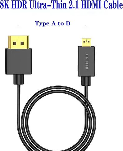 1 متر / 3.3 قدم 8K HDMI 2.1 كابل عالي السرعة 48 جيجابت في الثانية، النوع A إلى A، رفيع للغاية، سلك نحيف فائق المرونة، القطر <3.6 مم، eARC، لـ PS5، Xbox One، NS، GH5S، 8KUHD TV، الكاميرا in Saudi Arabia