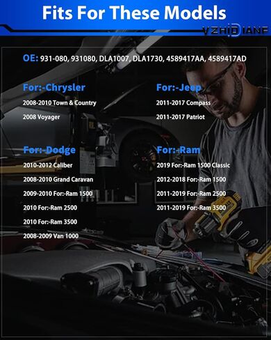 931-080 مشغل قفل الباب الجانبي للسائق الأمامي الأيسر مناسب لـ: -Dodge Grand Caravan Caliber Van لـ: -Jeep Compass Patriot لـ: -Ram 1500 Classic 2500 3500 لـ: -Chrysler Town & Country Voyager in Saudi Arabia