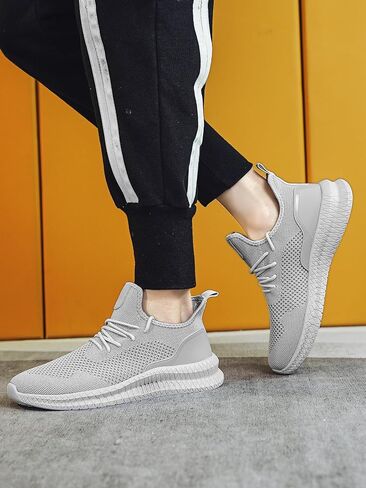 Men's Fashion Sneakers Breathable Fabric Upper Lace-up Casual Sports Running Shoes for Activities, Durable, Comfortable in Saudi Arabia