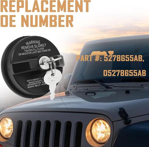 غطاء غاز بقفل هاي سبورت، غطاء وقود 05278655AB - متوافق مع جيب رانجلر ورام 1500، دودج، تشالنجر جراند كارافان رام 1500، جراند شيروكي رانجلر JK TJ يستبدل 5278655AB in Saudi Arabia