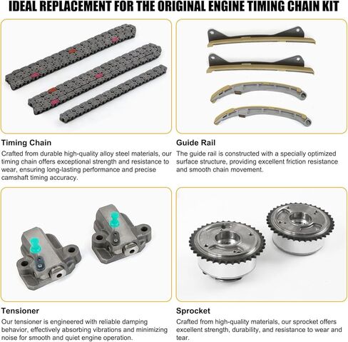 طقم سلسلة توقيت المحرك 24321-3L100 مع مجموعة سلسلة مضخة الزيت عمود الحدبات CVVT Gears 3.3L 3.8L مناسب لشركة Hyundai Azera Santa Fe Palisade، Genesis G70/G80/G90، Kia Sedona Sorento مجموعة سلسلة التوقيت الكاملة in Kuwait