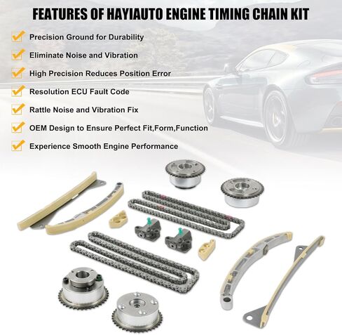 طقم سلسلة توقيت المحرك 24321-3L100 مع مجموعة سلسلة مضخة الزيت عمود الحدبات CVVT Gears 3.3L 3.8L مناسب لشركة Hyundai Azera Santa Fe Palisade، Genesis G70/G80/G90، Kia Sedona Sorento مجموعة سلسلة التوقيت الكاملة in Kuwait