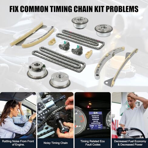 طقم سلسلة توقيت المحرك 24321-3L100 مع مجموعة سلسلة مضخة الزيت عمود الحدبات CVVT Gears 3.3L 3.8L مناسب لشركة Hyundai Azera Santa Fe Palisade، Genesis G70/G80/G90، Kia Sedona Sorento مجموعة سلسلة التوقيت الكاملة in Kuwait