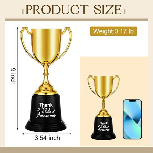 Coworker Gift 9 Inch Mini Trophies Gold Plastic Prize Awards Participation Trophy Golden Award Trophy Cups for Sports Party Competitions Soccer Baseball Rewards Teacher in Saudi Arabia