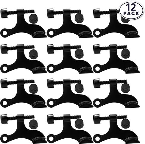 DCC Home Decor 6 Pack Hinge Door Stopper Adjustable Heavy Duty Black Door Stop 2.5 Inch Wide Wall Protector with Rubber Bumper in Kuwait