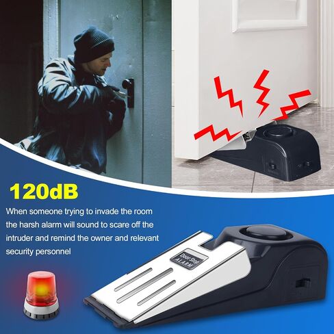 قفل باب محمول مطور، 2 حزمة ومنبه إيقاف الباب، Autrpoweo حماية مزدوجة لباب الأمان، أدوات أمان للجيب، أدوات الدفاع الذاتي، للسفر والمنزل والمنزل والكلية in Saudi Arabia