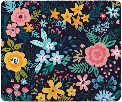 SSOIU Mouse Pad with Stitched Edge Premium-Textured Mouse Mat Waterproof Non-Slip Rubber Base Customized Rectangle Mousepad for Laptop Computer PC Gaming Office 9.5×7.9 inches, Cute Flower in Kuwait