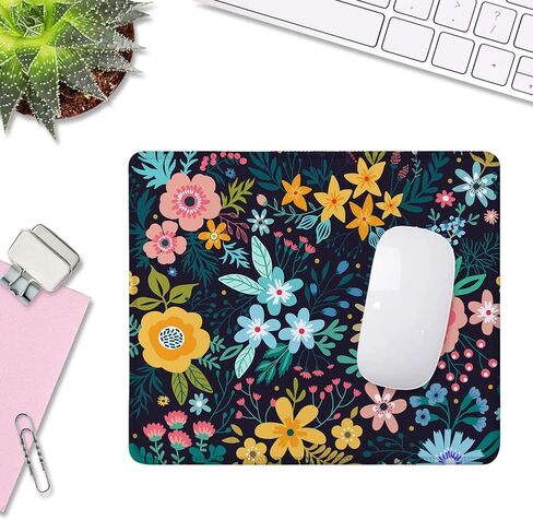 SSOIU Mouse Pad with Stitched Edge Premium-Textured Mouse Mat Waterproof Non-Slip Rubber Base Customized Rectangle Mousepad for Laptop Computer PC Gaming Office 9.5×7.9 inches, Cute Flower in Kuwait