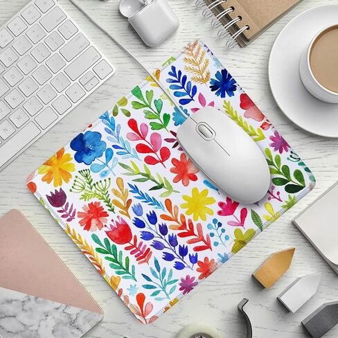 SSOIU Mouse Pad with Stitched Edge Premium-Textured Mouse Mat Waterproof Non-Slip Rubber Base Customized Rectangle Mousepad for Laptop Computer PC Gaming Office 9.5×7.9 inches, Cute Flower in Kuwait