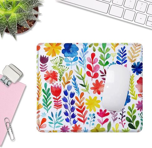 SSOIU Mouse Pad with Stitched Edge Premium-Textured Mouse Mat Waterproof Non-Slip Rubber Base Customized Rectangle Mousepad for Laptop Computer PC Gaming Office 9.5×7.9 inches, Cute Flower in Kuwait