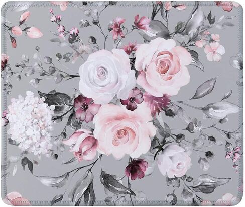 SSOIU Mouse Pad with Stitched Edge Premium-Textured Mouse Mat Waterproof Non-Slip Rubber Base Customized Rectangle Mousepad for Laptop Computer PC Gaming Office 9.5×7.9 inches, Cute Flower in Kuwait