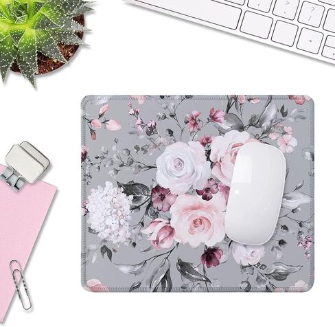 SSOIU Mouse Pad with Stitched Edge Premium-Textured Mouse Mat Waterproof Non-Slip Rubber Base Customized Rectangle Mousepad for Laptop Computer PC Gaming Office 9.5×7.9 inches, Cute Flower in Kuwait