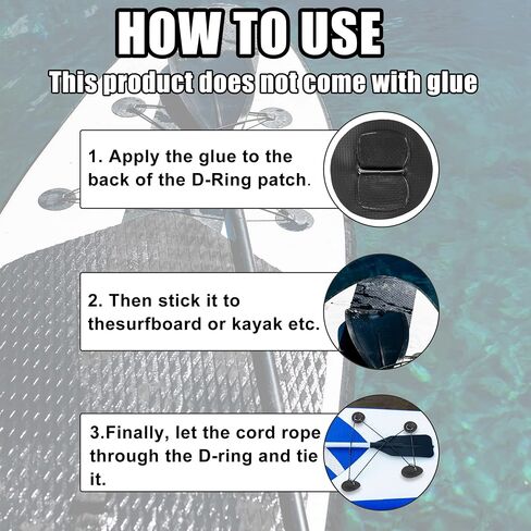 X AUTOHAUX 6pcs 6cm D Ring Patch PVC Stainless Steel Round Shape D Ring Pad for Surfboard Inflatable Boat Kayak Canoe Deck in Saudi Arabia