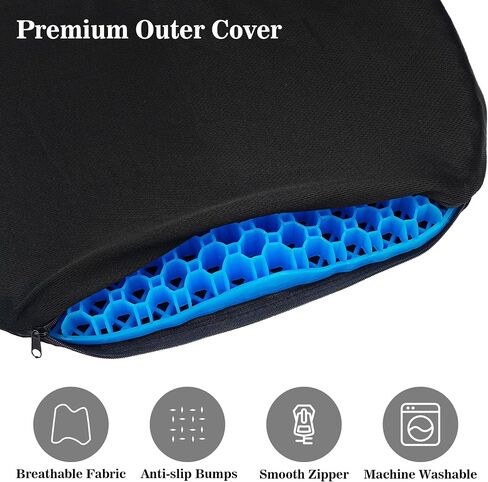 Kayak Seat Cushion, Anti Slip Gel Seat Cushion for Long Sitting on Boat, Canoe, Sup, Chair (Black) in Saudi Arabia