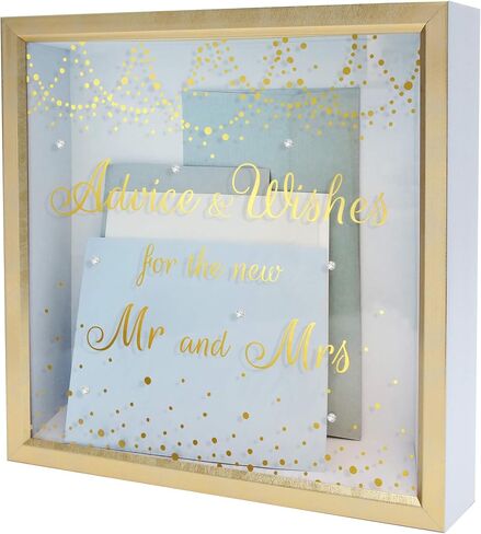 MIMOSA MOMENTS Wedding Gift Card Box for Wedding Reception, Gold and white box with Rhinestones on glass Tabletop Desk Display (Mr & Mrs) in Saudi Arabia
