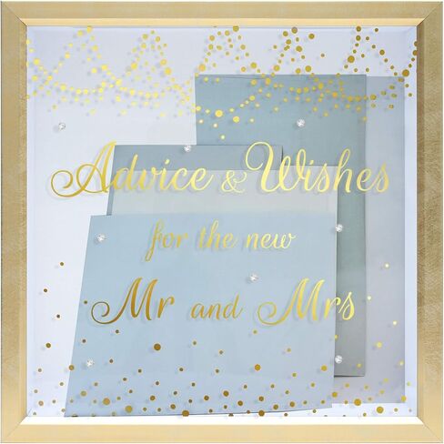 MIMOSA MOMENTS Wedding Gift Card Box for Wedding Reception, Gold and white box with Rhinestones on glass Tabletop Desk Display (Mr & Mrs) in Saudi Arabia
