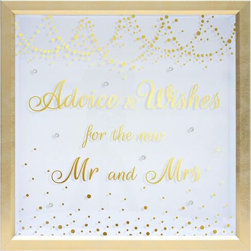 MIMOSA MOMENTS Wedding Gift Card Box for Wedding Reception, Gold and white box with Rhinestones on glass Tabletop Desk Display (Mr & Mrs) in Saudi Arabia