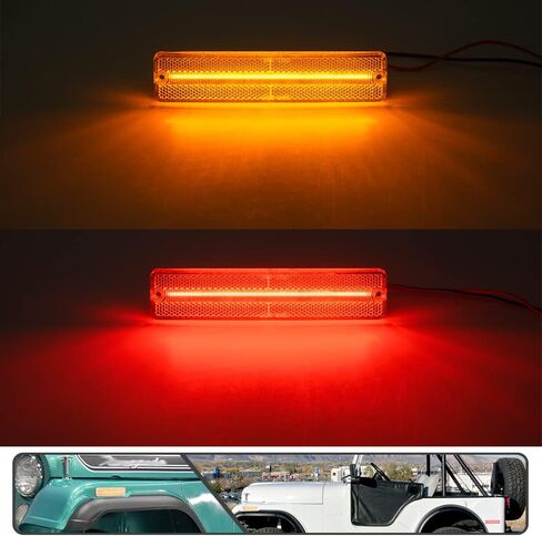 4 قطع مصابيح LED جانبية كهرمانية/حمراء لسيارة جيب شيروكي SJ Wagoneer Grand Wagoneer J10 J20 Pickup CJ-5 CJ-6 CJ-7 Scrambler CJ-8 مؤشر الانعطاف ضوء الإشارة استبدال OEM مصباح التحديد الجانبي عدسة واضحة in Saudi Arabia