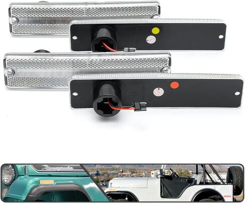 4 قطع مصابيح LED جانبية كهرمانية/حمراء لسيارة جيب شيروكي SJ Wagoneer Grand Wagoneer J10 J20 Pickup CJ-5 CJ-6 CJ-7 Scrambler CJ-8 مؤشر الانعطاف ضوء الإشارة استبدال OEM مصباح التحديد الجانبي عدسة واضحة in Saudi Arabia