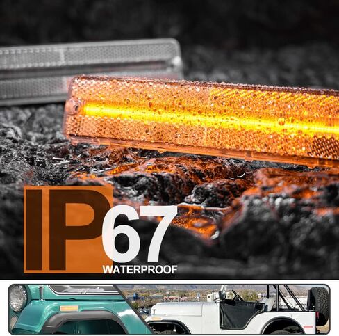 4 قطع مصابيح LED جانبية كهرمانية/حمراء لسيارة جيب شيروكي SJ Wagoneer Grand Wagoneer J10 J20 Pickup CJ-5 CJ-6 CJ-7 Scrambler CJ-8 مؤشر الانعطاف ضوء الإشارة استبدال OEM مصباح التحديد الجانبي عدسة واضحة in Saudi Arabia