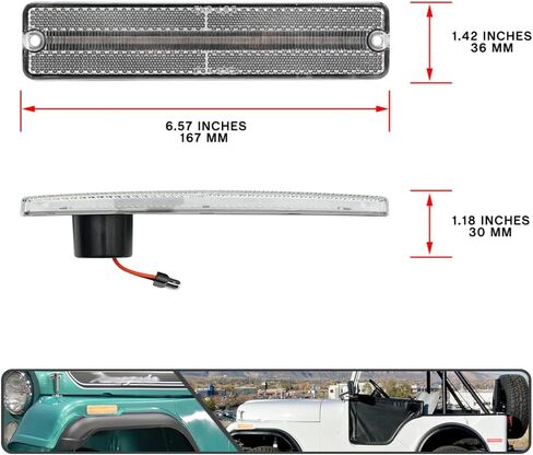 4 قطع مصابيح LED جانبية كهرمانية/حمراء لسيارة جيب شيروكي SJ Wagoneer Grand Wagoneer J10 J20 Pickup CJ-5 CJ-6 CJ-7 Scrambler CJ-8 مؤشر الانعطاف ضوء الإشارة استبدال OEM مصباح التحديد الجانبي عدسة واضحة in Saudi Arabia
