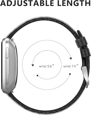 أحزمة جلدية متوافقة مع Fitbit Versa 2 / Fitbit Versa Lite & SE/Fitbit Versa، حزام بديل رفيع من الجلد الأصلي للنساء من Versa (5.5 بوصة - 7.9 بوصة)، أسود، شامبانيا، ذهبي وردي، أسمر ضارب للصفرة in Kuwait