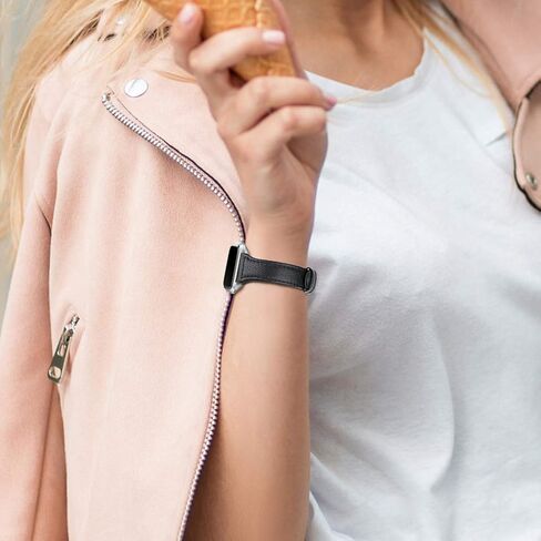 أحزمة جلدية متوافقة مع Fitbit Versa 2 / Fitbit Versa Lite & SE/Fitbit Versa، حزام بديل رفيع من الجلد الأصلي للنساء من Versa (5.5 بوصة - 7.9 بوصة)، أسود، شامبانيا، ذهبي وردي، أسمر ضارب للصفرة in Kuwait