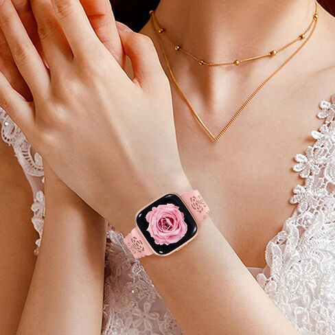 3 Pack Lace Silicone Bands Compatible for Fitbit Versa 2/ Versa/Versa Lite/SE, Rose Hollowed Sport Band Soft Wristband Replacement Strap for Fitbit Versa Smartwatch Accessories Women Men in Saudi Arabia
