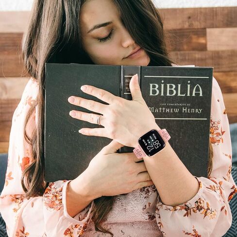 3 عبوات من أربطة السيليكون المصنوعة من الدانتيل المتوافقة مع Fitbit Versa 2/ Versa/Versa Lite/SE، سوار رياضي مجوف وردي، حزام بديل ناعم لملحقات الساعة الذكية Fitbit Versa للنساء والرجال in Kuwait