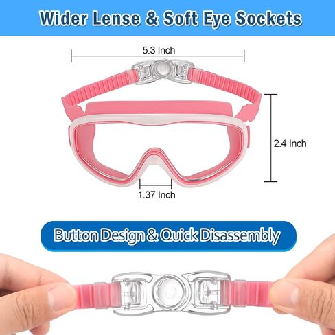 Kids Swim Goggles 2 Pack Anti Fog Wide Vision Swimming Goggles for Kids Age 3-12 with Nose Clips+Ear Plugs, No Leaking in Saudi Arabia