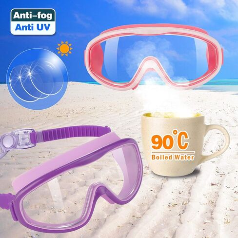 Kids Swim Goggles 2 Pack Anti Fog Wide Vision Swimming Goggles for Kids Age 3-12 with Nose Clips+Ear Plugs, No Leaking in Saudi Arabia