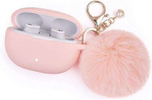 Case for New Beats Studio Buds 2021, Silicone Beats Studio Buds Charging Case Cover Wireless Earbuds Shockproof Protective Accesorries with Pom Pom Keychain (Burgundy) in Saudi Arabia