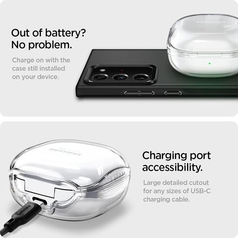 Spigen Ultra Hybrid Designed for Galaxy Buds2 Pro (2022) / Buds 2 (2021) / Buds Pro (2021) / Buds Live (2020) Anti-Yellowing Protective Case - Crystal Clear in Saudi Arabia