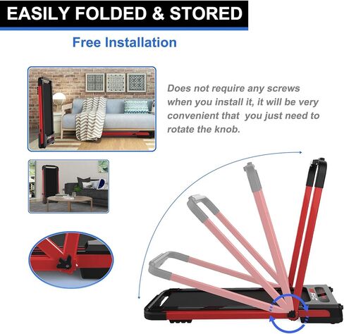 Yangming 2 in 1 Folding Treadmill, 3.5HP Under Desk Treadmill, Walking Pad Installation-Free, Compact Foldable Treadmill for Home Office Running Jogging Walkingg in Kuwait
