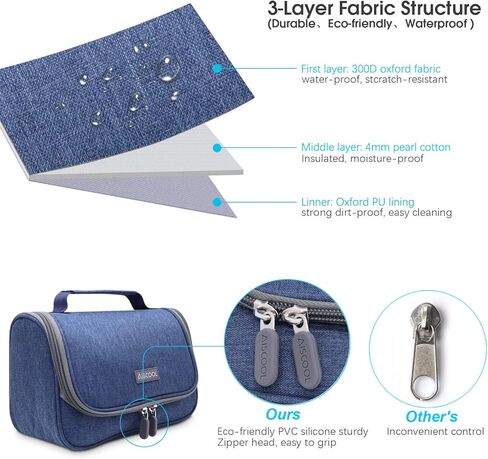 Aiscool Big Capacity Pen Pencil Case Holder Bag Pen Organizer Pouch Stationery Box Oxford Cloth Dry-wet Separation Portable Travel Hanging Bag Toiletry Bag for School Home Office (Blue) in Kuwait