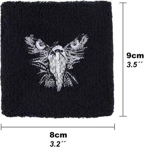 Outdoor Sweat Band for Wrist- Embroidered Wikinger Sweat Absorbent Wrist Band - Terrycloth Black Arm Band for Sport in Saudi Arabia