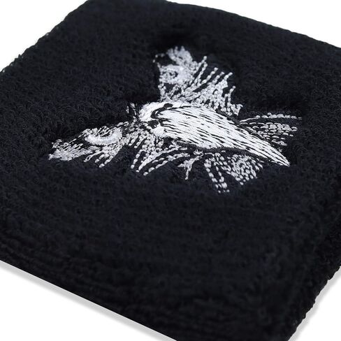 Outdoor Sweat Band for Wrist- Embroidered Wikinger Sweat Absorbent Wrist Band - Terrycloth Black Arm Band for Sport in Saudi Arabia