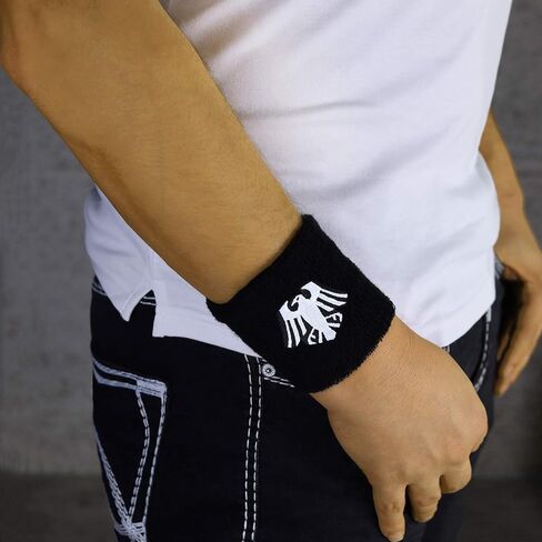 Outdoor Sweat Band for Wrist- Embroidered Wikinger Sweat Absorbent Wrist Band - Terrycloth Black Arm Band for Sport in Saudi Arabia