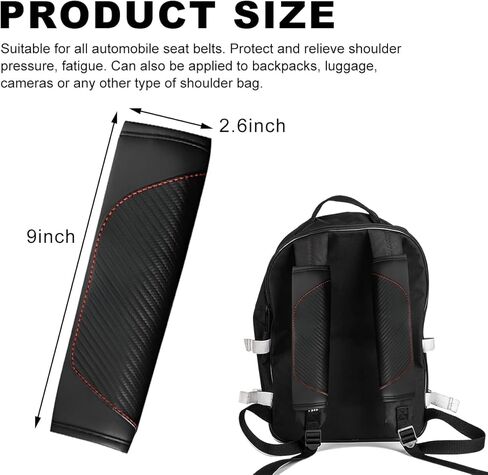 Ziciner قطعتان من غطاء حزام مقعد السيارة، وسائد حزام أمان من الجلد الناعم من ألياف الكربون وحزام الكتف، وسادة حزام مسامية تساعد على حماية رقبتك وأكتافك، عالمية للسيارة والشاحنات وسيارات الدفع الرباعي (أسود) in Kuwait