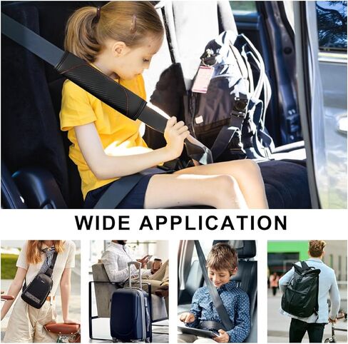 Ziciner قطعتان من غطاء حزام مقعد السيارة، وسائد حزام أمان من الجلد الناعم من ألياف الكربون وحزام الكتف، وسادة حزام مسامية تساعد على حماية رقبتك وأكتافك، عالمية للسيارة والشاحنات وسيارات الدفع الرباعي (أسود) in Kuwait