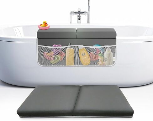 FluffyTub Memory Foam Bath Kneeler and Elbow Rest Pad Set - 2-Inch Thick, Waterproof Coating – Essential Baby Bath Support and Kneeling Pad for Bathtub – Baby Bath Cushion and Toy Organizer. in Saudi Arabia