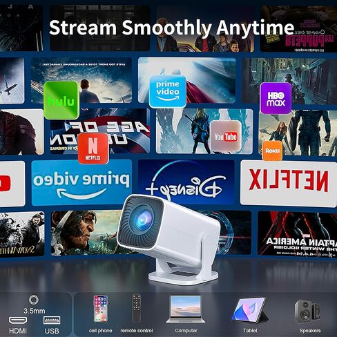 Portable 4K Mini Projector with Android 11，Smart Projector 5G WiFi6 BT 5.0 Lightweight for Outdoor 180 Degree Movie Proyectores PHONE/TV STICK/LAPTOP-Fitting Home Theater,Gaming,and Presentation in Saudi Arabia