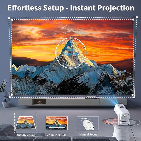 Portable 4K Mini Projector with Android 11，Smart Projector 5G WiFi6 BT 5.0 Lightweight for Outdoor 180 Degree Movie Proyectores PHONE/TV STICK/LAPTOP-Fitting Home Theater,Gaming,and Presentation in Saudi Arabia