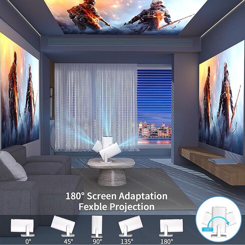 Portable 4K Mini Projector with Android 11，Smart Projector 5G WiFi6 BT 5.0 Lightweight for Outdoor 180 Degree Movie Proyectores PHONE/TV STICK/LAPTOP-Fitting Home Theater,Gaming,and Presentation in Saudi Arabia