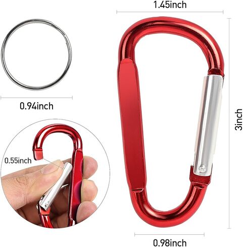 2 قطعة مشبك حلقة تسلق، 3 بوصات كبيرة من الألومنيوم حلقة تسلق على شكل حلقة D، تحتوي على 2 سلسلة مفاتيح و2 حلقة مفاتيح هوك in Kuwait