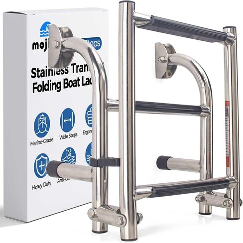 Update Folding Boat Ladder 10" Wide Step Stainless Steel Marine Pontoon for Marine Boat Yacht in Saudi Arabia