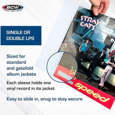أكمام قياسية من بي سي دبليو 4 مل (12 بوصة) - 50 قيراط | واقيات ألبوم فينيل بولي بروبيلين شفافة لمدة 33 1/3 دورة في الدقيقة | جودة أرشيفية، خالية من الأحماض | أكمام خارجية ممتازة لتخزين مجموعة الفينيل الخاصة بك in Kuwait